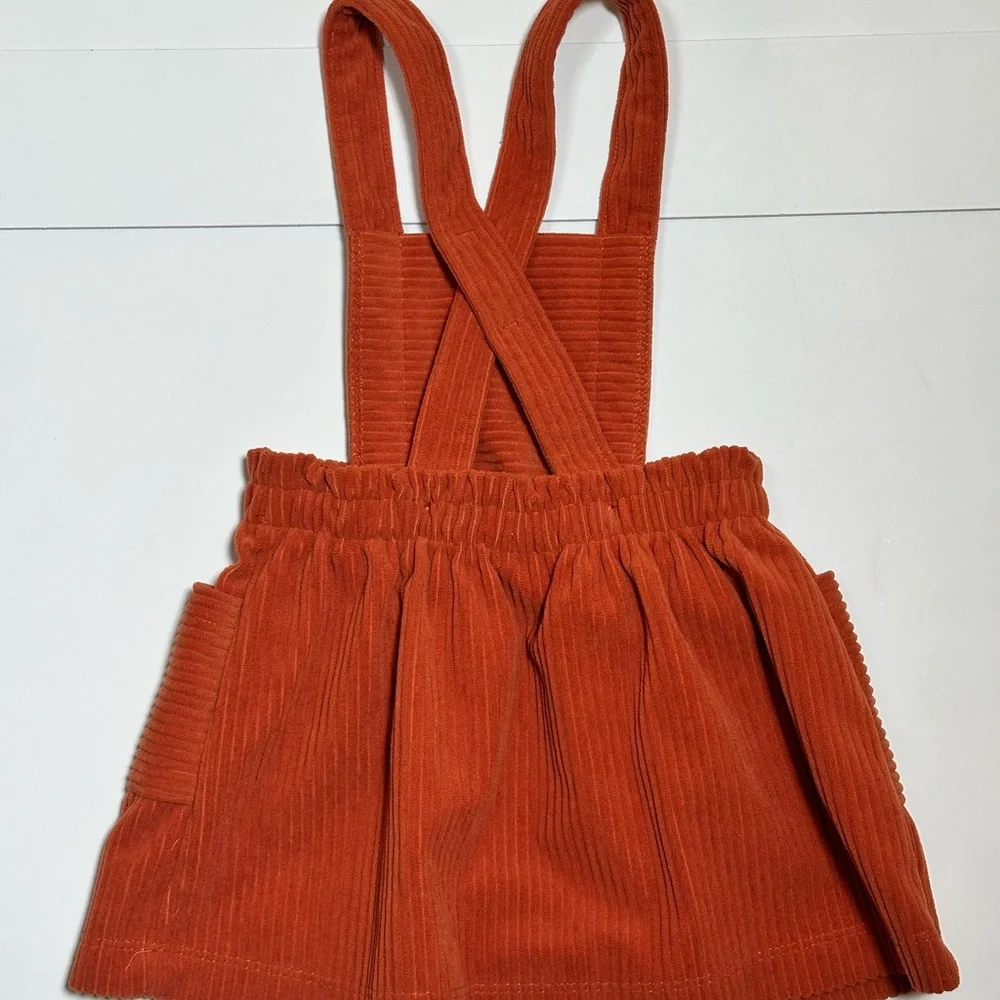 Wonder Nation Baby Girl Orange/Brown Corduroy Overall Dress Size 12M - Picture 6 of 8